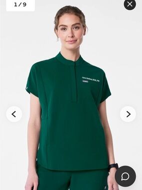 Figs Montex Relaxed Scrub Top. NWT forest green